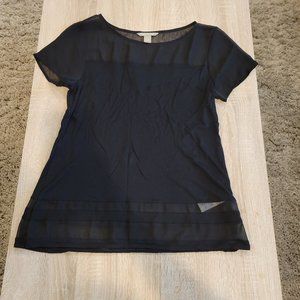 Sheer Paneled Dressy Short-Sleeved T-shirt